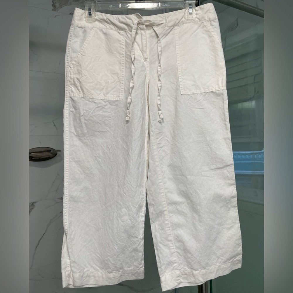 New York & Company White Drawstring Crop Pants